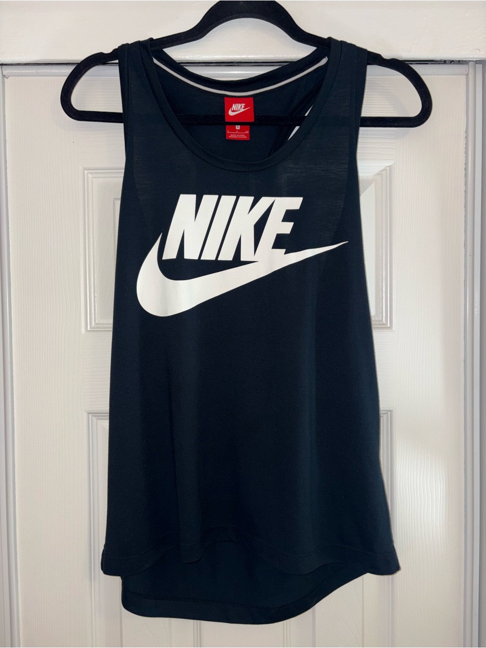 Nike Black Tank Top with White Swoosh Logo